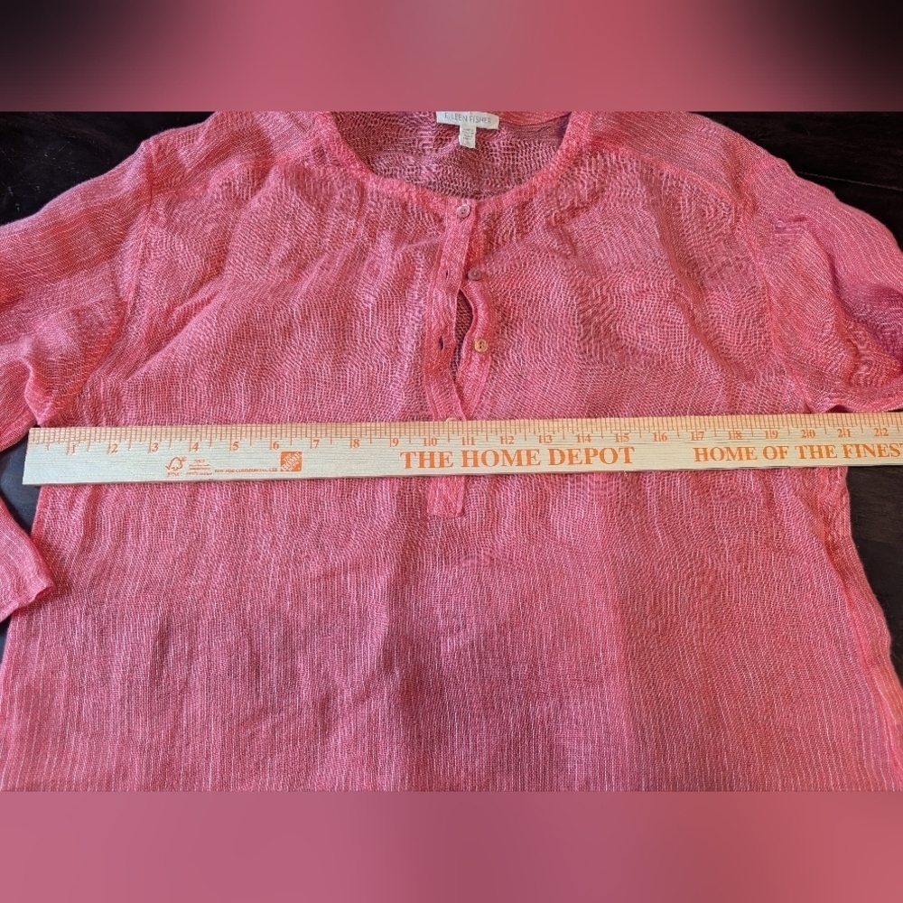 Eileen Fisher 100% Gauzy Linen Tunic, Women's Small, Salmon - Picture 3 of 5